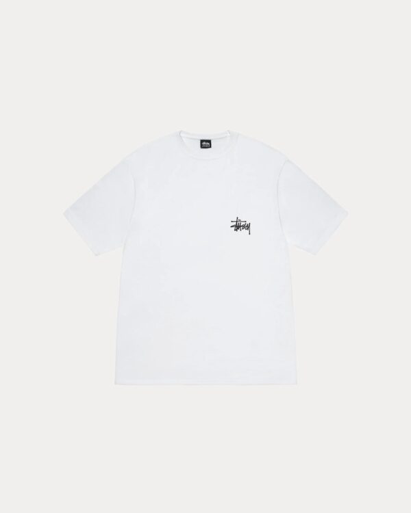 biała koszulka stussy duże logo na plecach