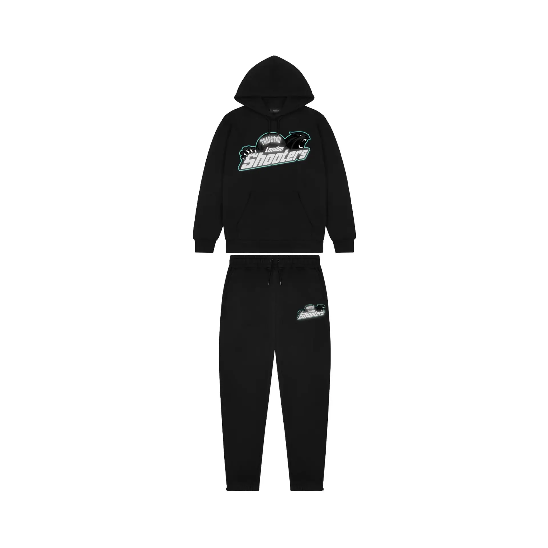 shooters-reflective-tracksuit-black-set: Kompletny zestaw dresu z bluzą i spodniami