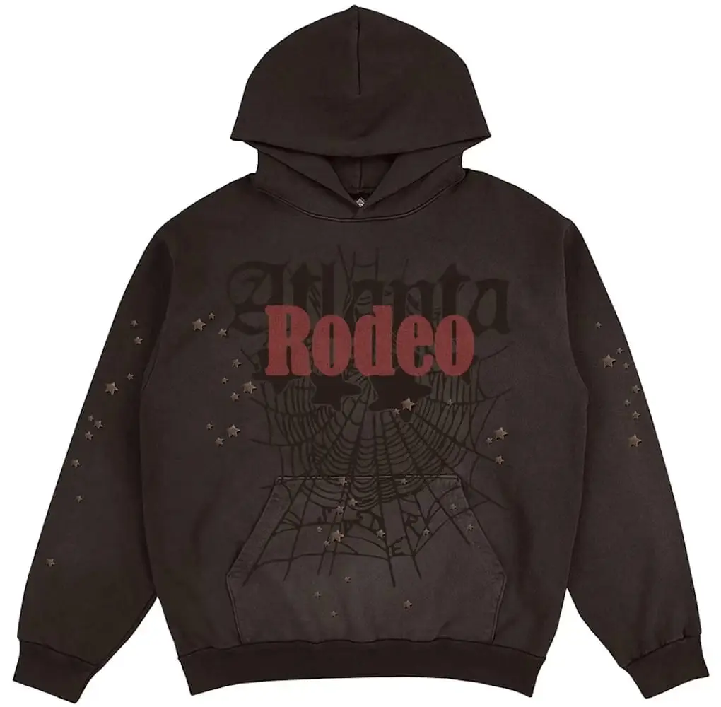 sp5der-travis-hoodie-brown-front: Przód bluzy z nadrukiem