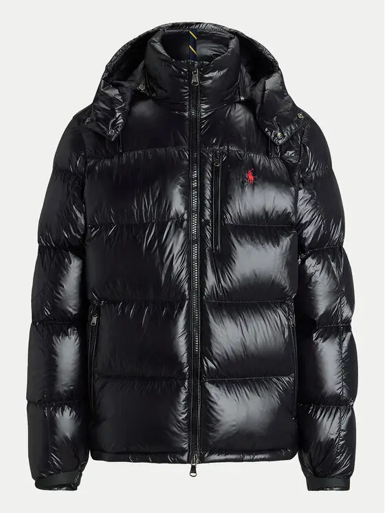 polo-ralph-lauren-glossy-down-jacket-front: Przód lśniącej kurtki puchowej RL