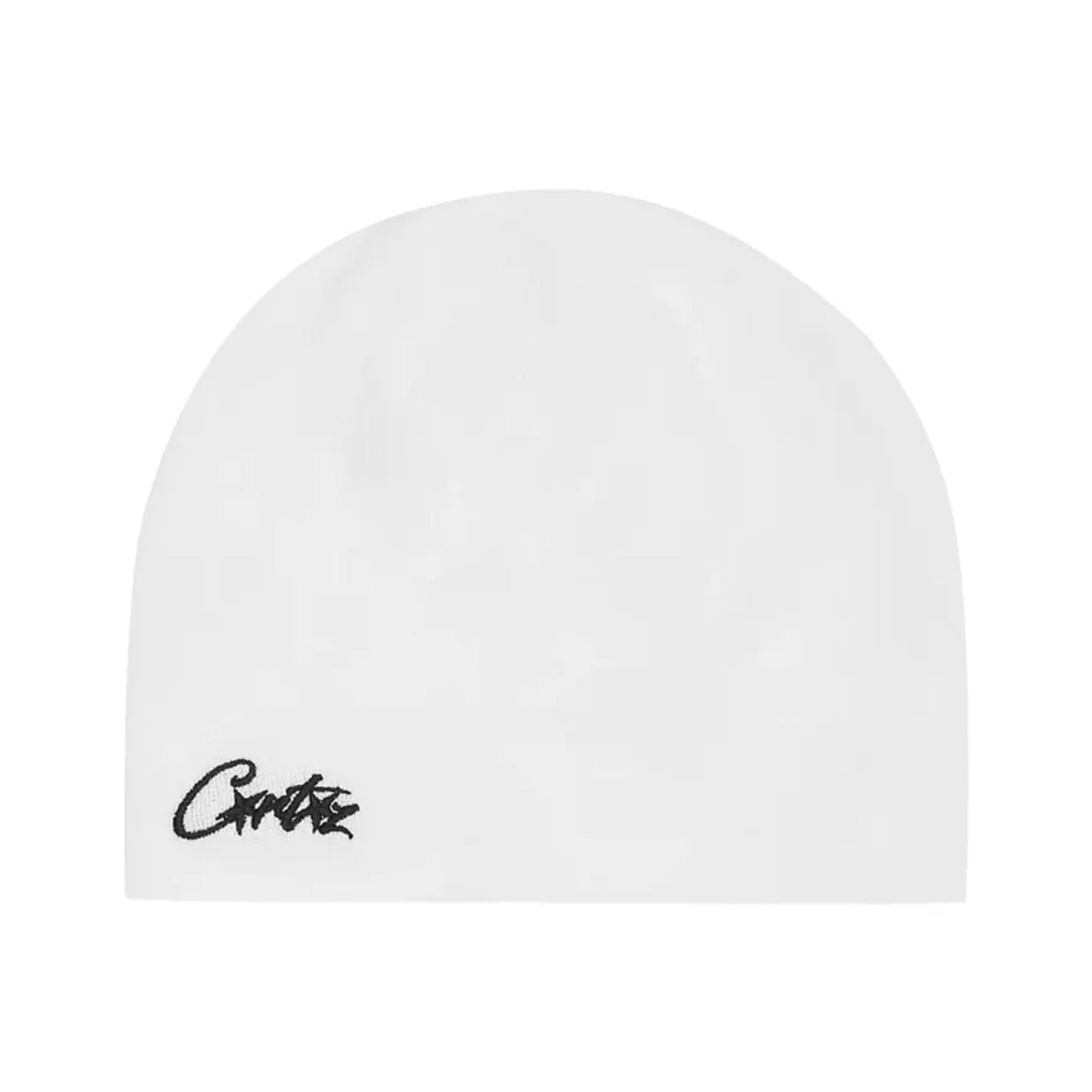 corteiz-micro-allstarz-beanie-white-black-front: Przód czapki Corteiz Micro Allstarz w kolorze White/Black