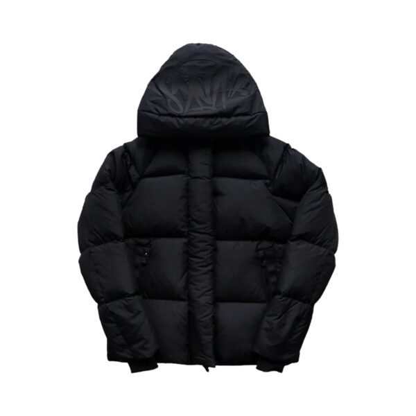 syna-down-puffer-coat-black-front: Przód czarnej kurtki puchowej Syna