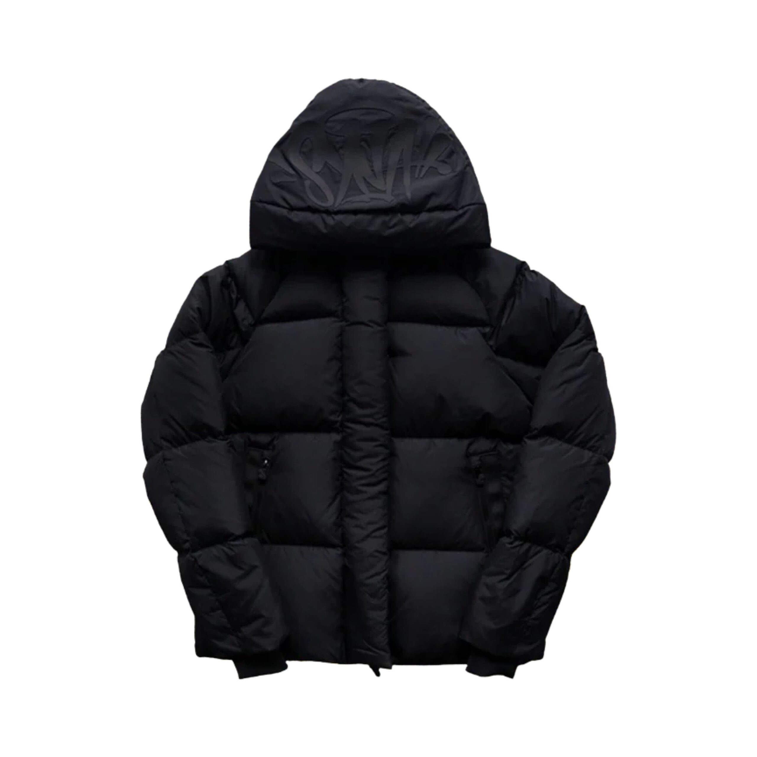 syna-down-puffer-coat-black-front: Przód czarnej kurtki puchowej Syna