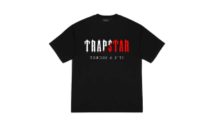 Trapstar Decoded Black Red Gradient T-shirt czarna koszulka z gradientowym nadrukiem widok z przodu