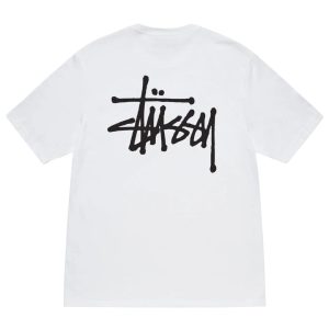 Stussy Basic T-shirt White — logo na plecach