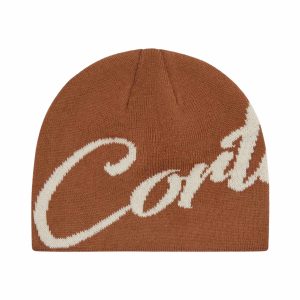 Corteiz OG Strike Beanie brown czapka zimowa brązowa widok z przodu
