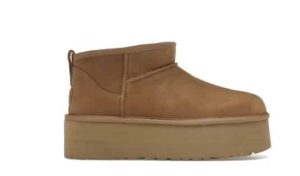 ugg-classic-ultra-mini-platform-chestnut-side: Profil — wysokość platformy i kształt cholewki