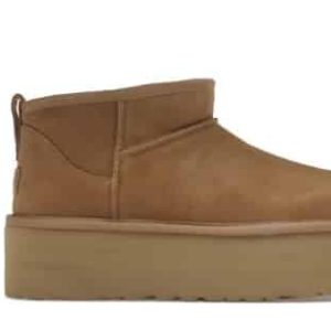 ugg-classic-ultra-mini-platform-chestnut-side: Profil — wysokość platformy i kształt cholewki