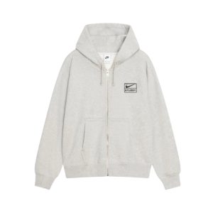 Stussy x Nike Fleece Zip Hoodie Grey Heather bluza rozpinana widok z przodu