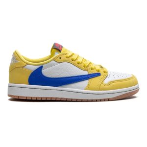 Air Jordan 1 Low Travis Scott Canary — widok z boku, żółta cholewka