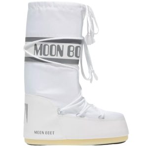 Moon Boot Icon Nylon białe — nylonowa cholewka i sznurowanie z boku