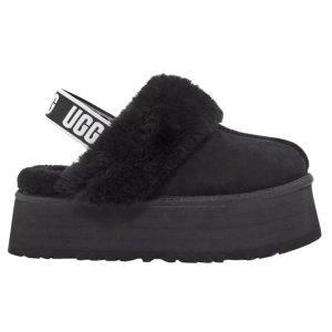 UGG Funkette Black — damskie kapcie zamszowe na platformie 5 cm
