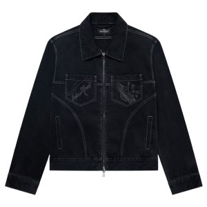 Broken Planet Denim Jacket Washed Black — przód kurtki