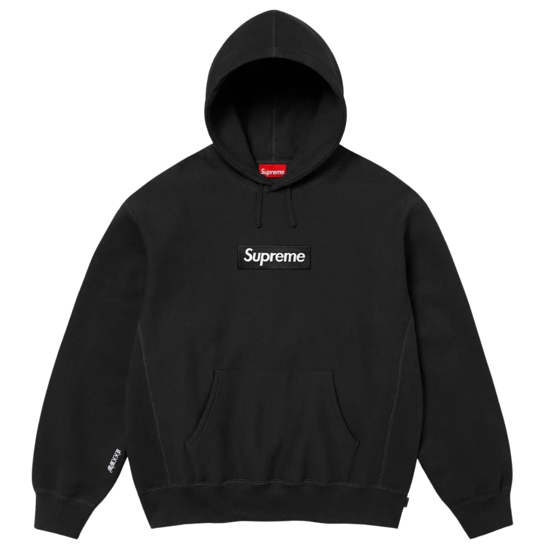 Supreme Box Logo Hoodie Black FW25 – przód czarnej bluzy z kultowym box logo
