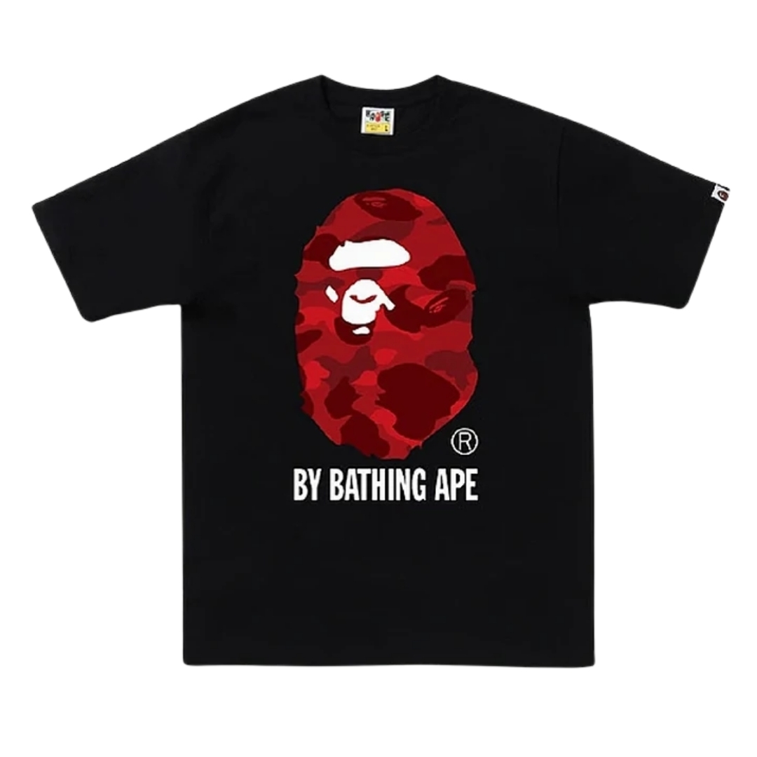 BAPE color camo big ape head tee black red