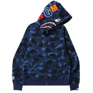 BAPE Shark Full Zip Hoodie Navy – rekin na kapturze