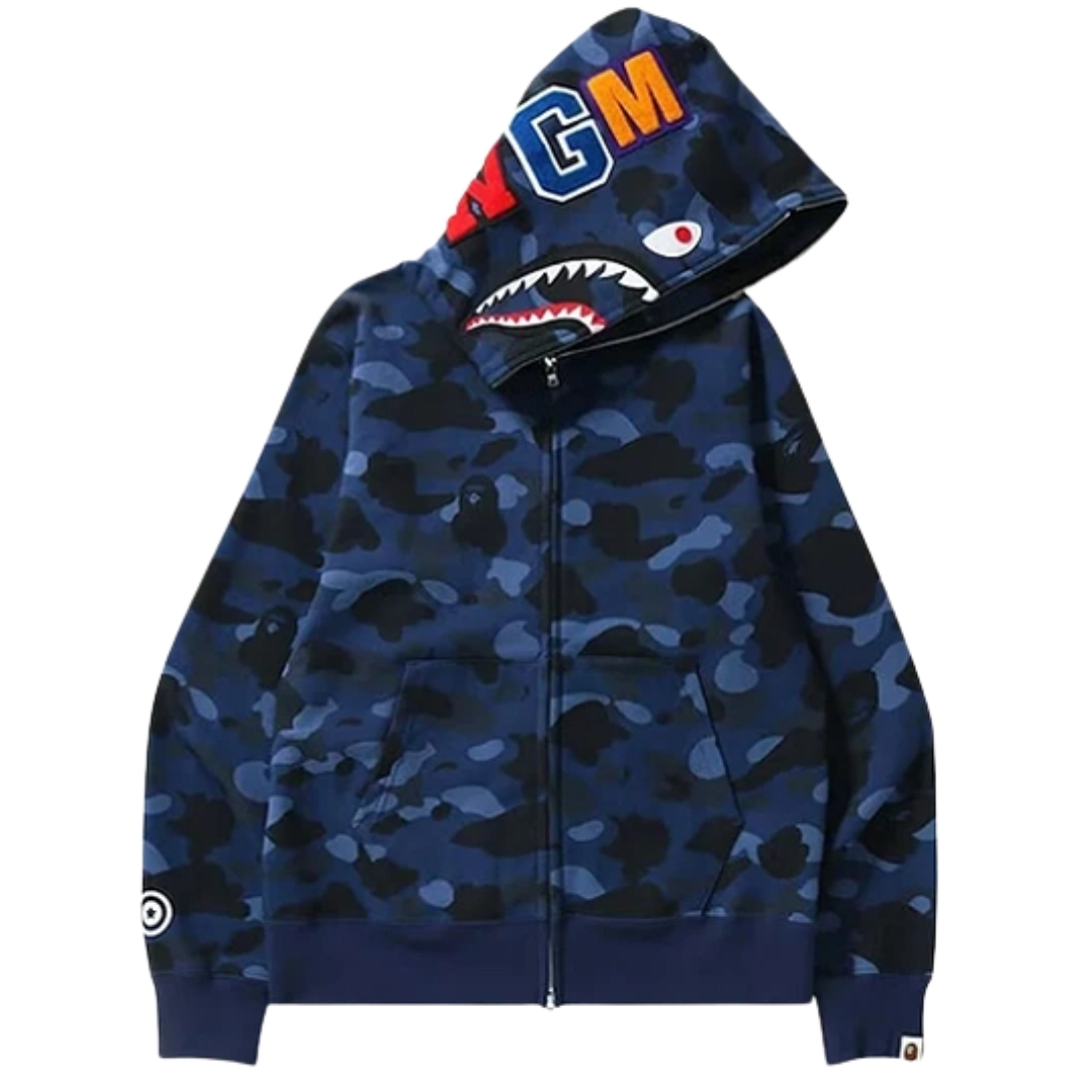 BAPE Shark Full Zip Hoodie Navy – rekin na kapturze